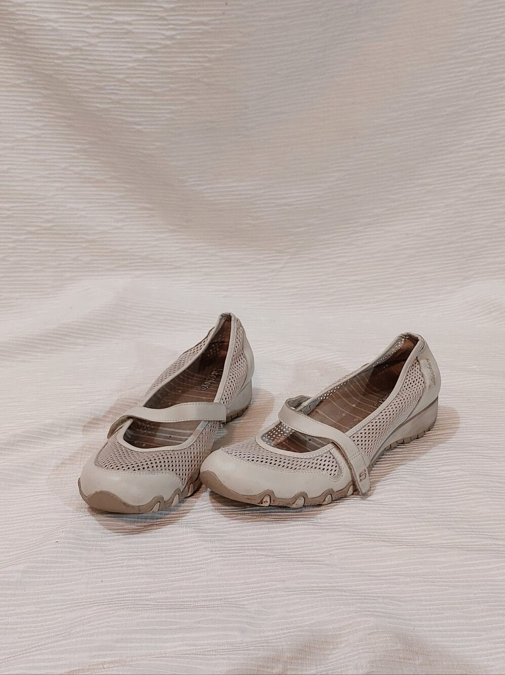 Skechers Light Gray Mary Jane Mesh Flats Size EU 40